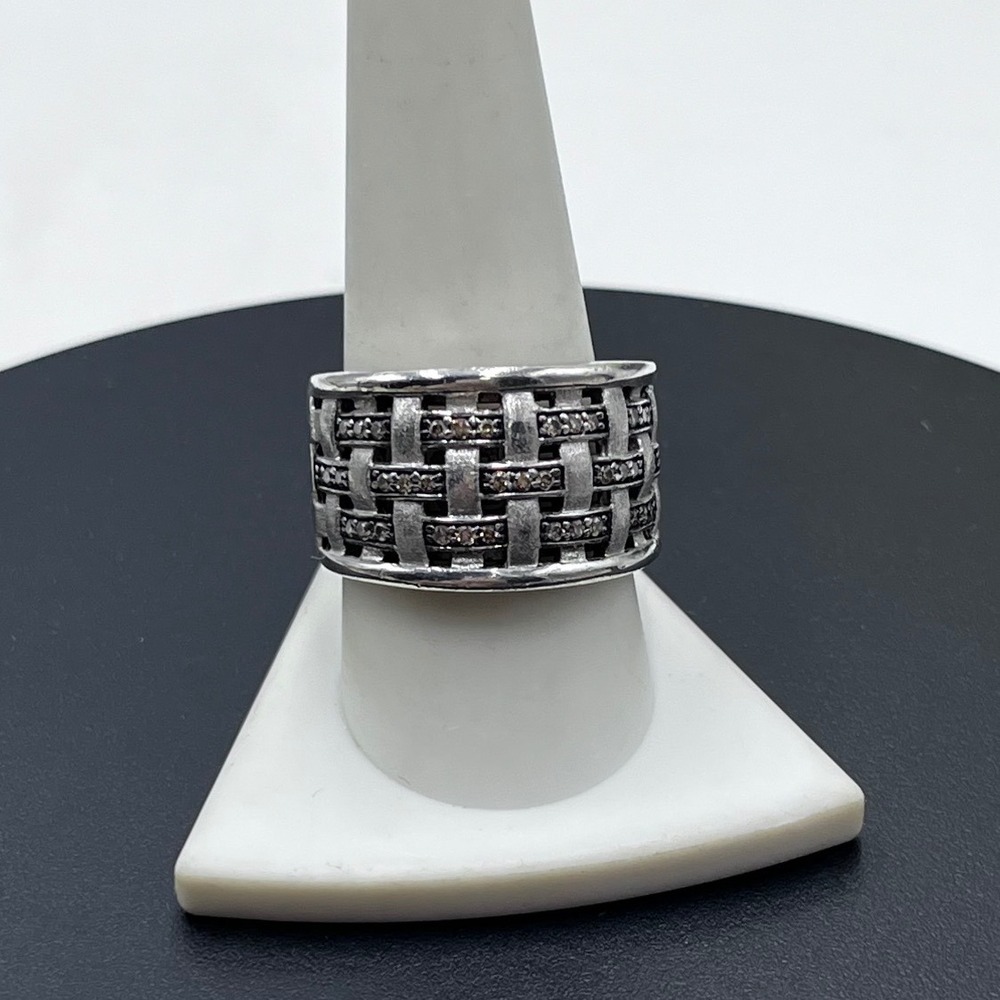 EFFY Sterling Silver Genuine Daimond
Basket Weave Ring Mens Womens 10.5 unisex